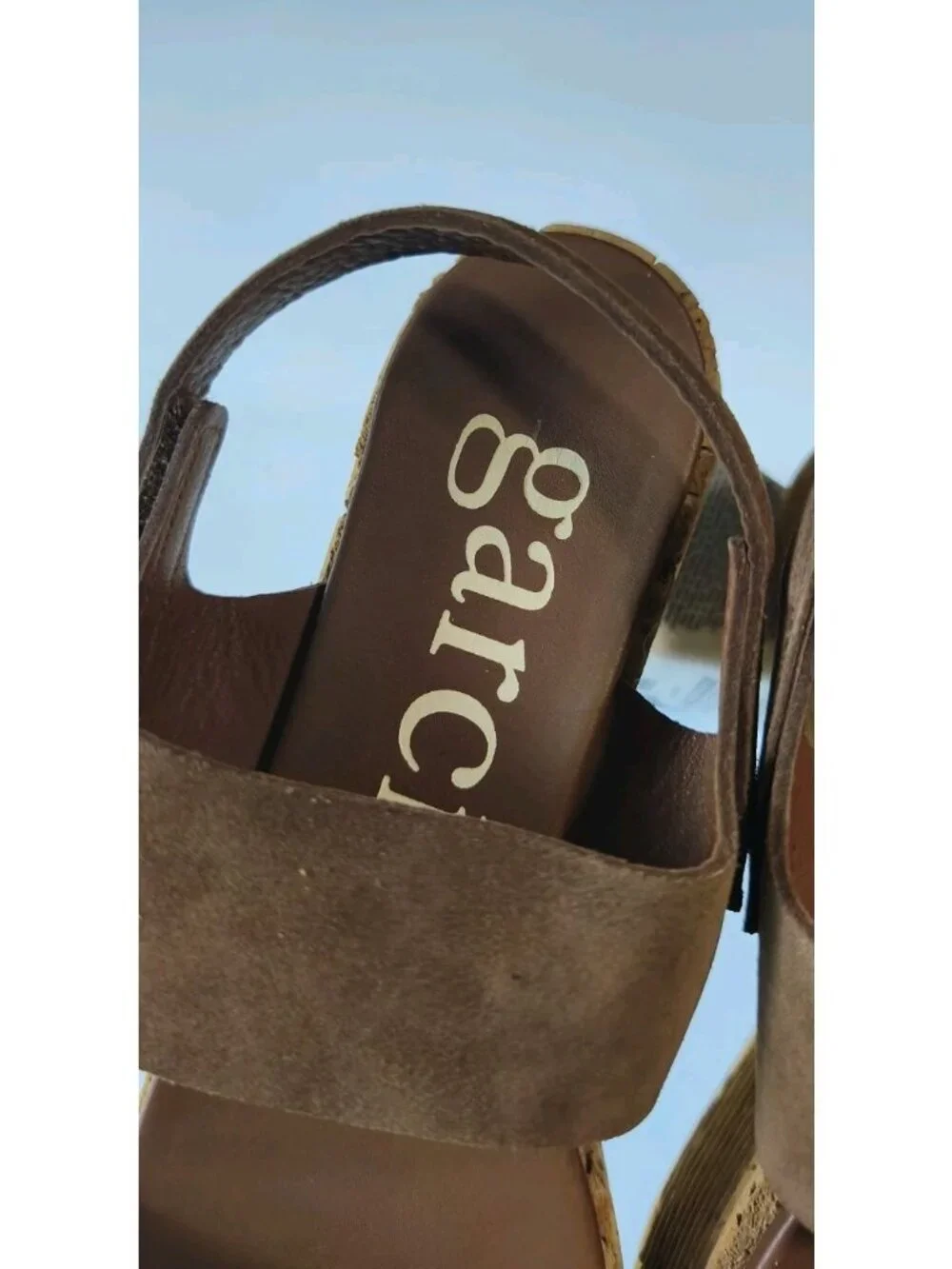 Pedro Garcia Noira Platform Slingback Sandal Suede Cork Wedge EU40 US9.5 Brown